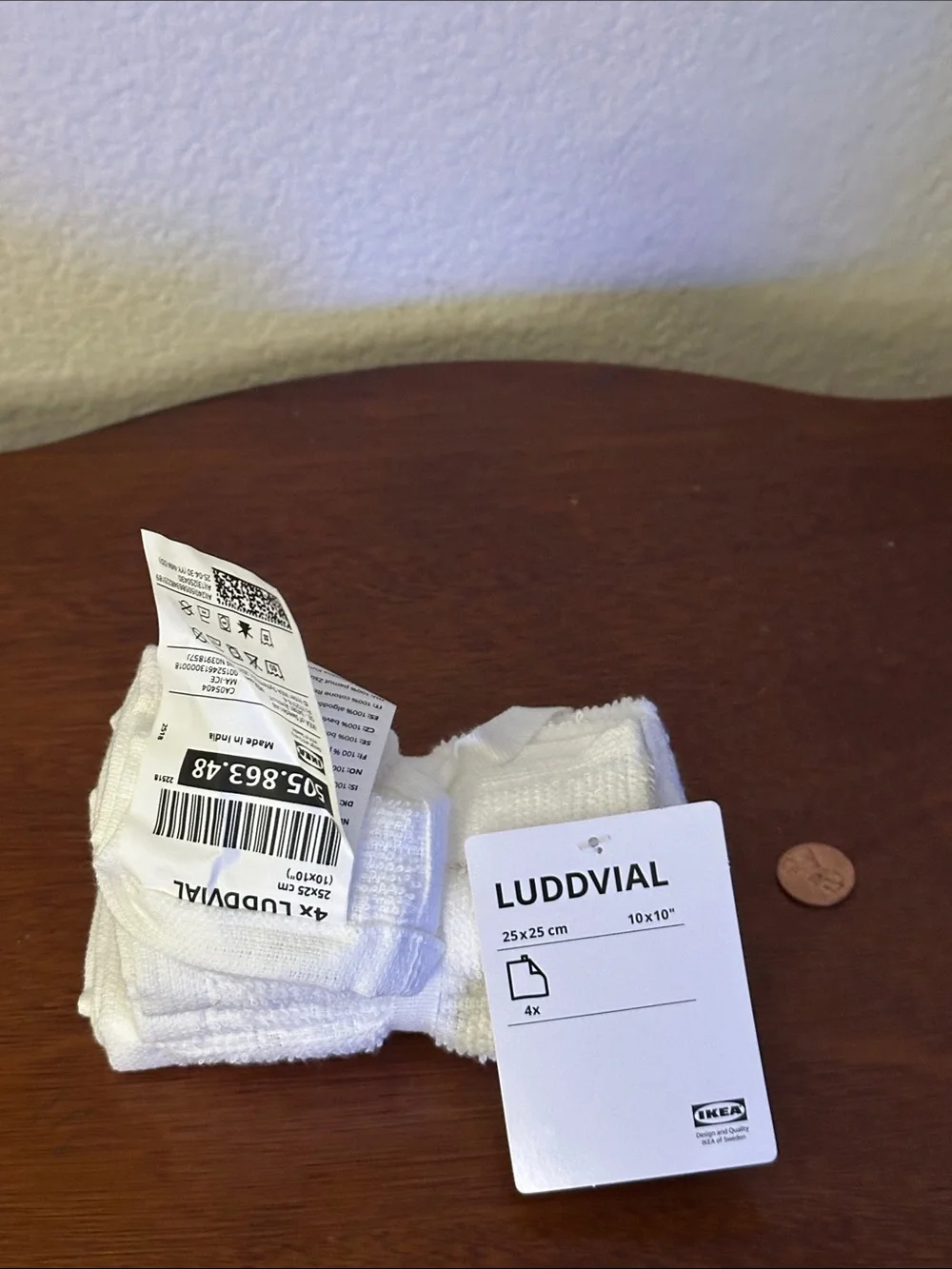 IKEA LUDDVIAL White Washcloths - 4 Pack